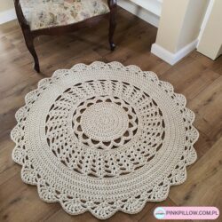 Dywan szydełkowy Okrągły ze sznurka 110 cm – Kolor Ecru