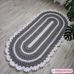 Dywan owalny Nowoczesny Ażurowy - Wymiary 90x170 cm - Kolor Szary i Biały