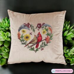 Poszewka welurowa 40x40 "Heart bird" - Różne Kolory