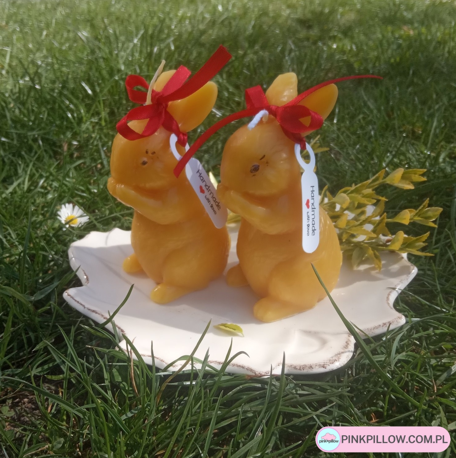 Świeca Wielkanocny zajączek z wosku pszczelego - Wysokość 11 cm