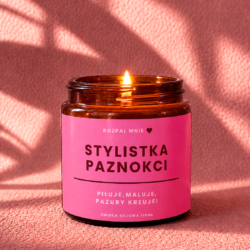 Świeczka zapachowa z wosku sojowego na prezent dla stylistki paznokci