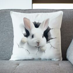 Poduszka Dekoracyjna na Wielkanoc z Białym Króliczkiem