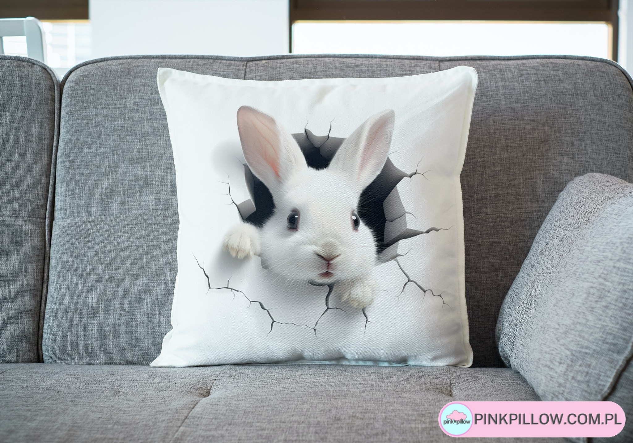 Poduszka Dekoracyjna na Wielkanoc z Białym Króliczkiem