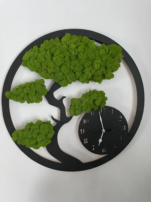 Zegar z Drzewkiem z Chrobotka - Średnica 40 cm