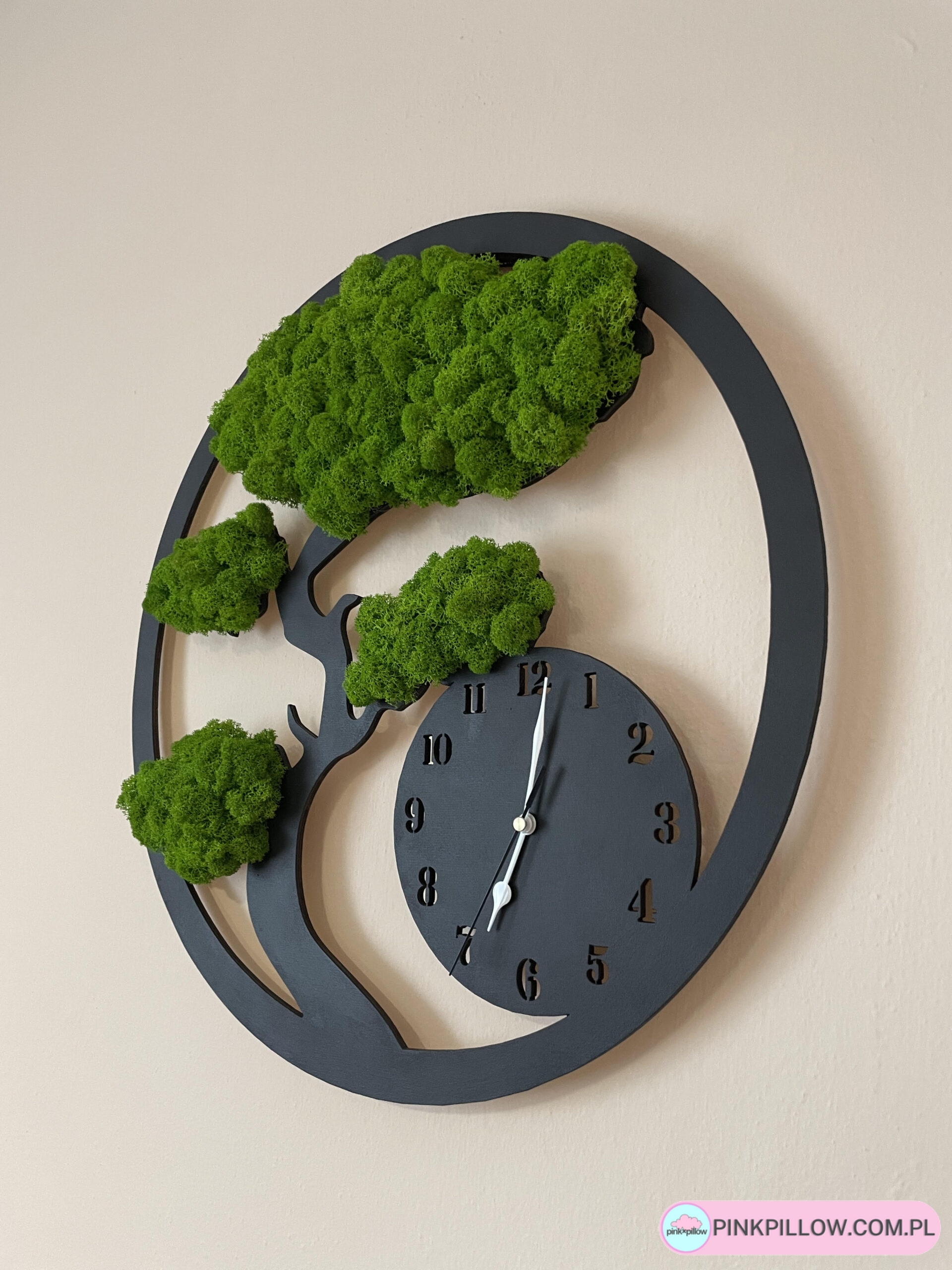 Zegarek na obręczy z Drzewkiem z Mchu - Średnica 40 cm