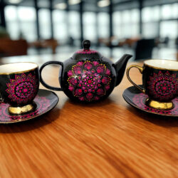 Czajniczek z Filiżankami - Wzór Mandala Dot Art